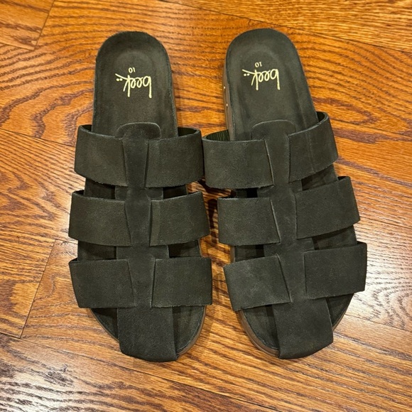 Beek Tody Mule in Moss Green Suede Leather Fisherman Sandals size 10 Worm Once - Picture 7 of 9